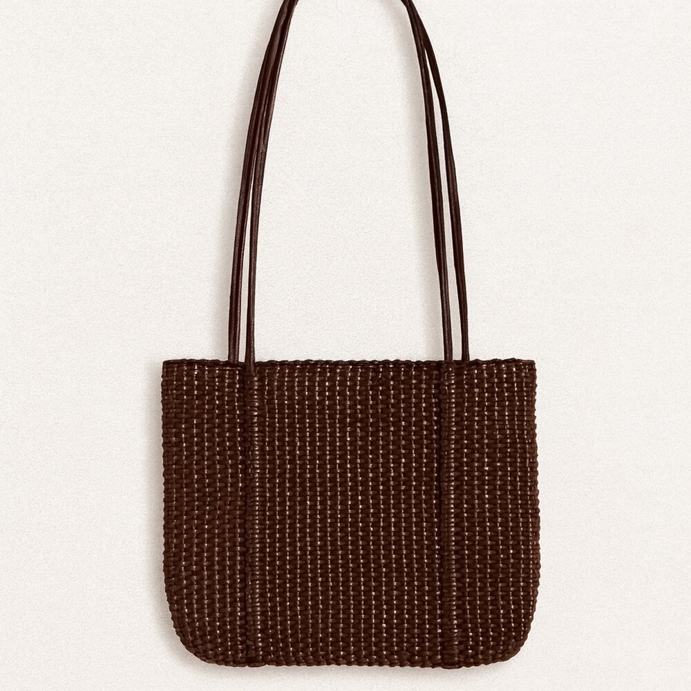 Nine West Chocolate Brown Woven Shoulder Bag Boho Everyday Classic